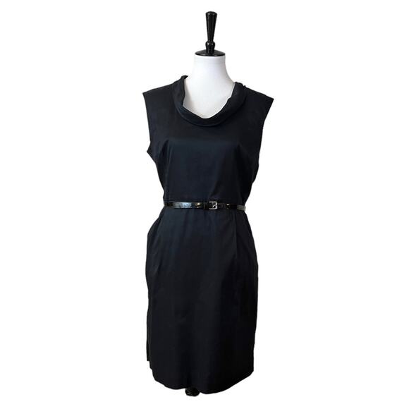 Ann Taylor Women’s Dress Sheath Scoop Neck Sleeveless Pockets Black Size 12P - Picture 1 of 10